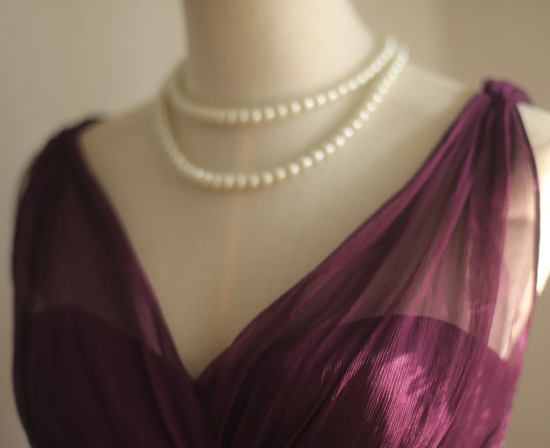 Charming Purple V Neck Tulle Long Wedding Guest Dress Formal Evening Dress Prom Dress D2209