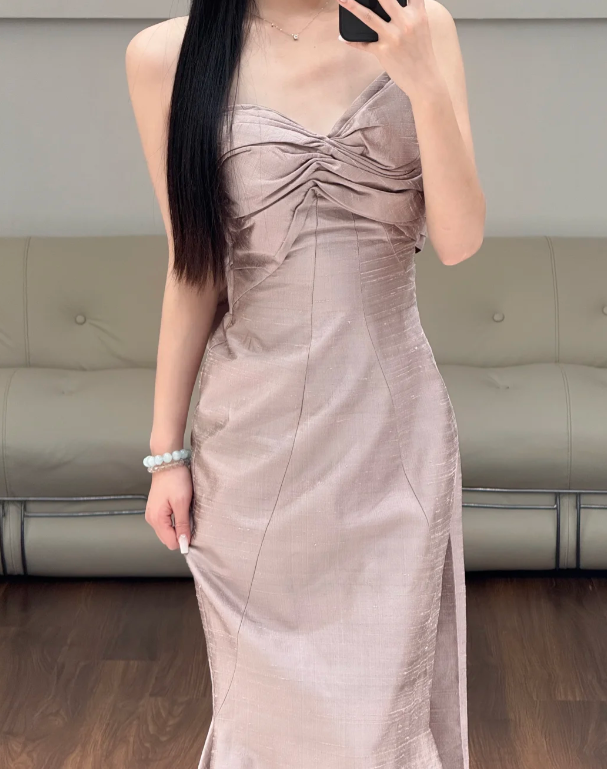 Pink Mermaid Prom Party Dress Sleeveless Evening Dress Birthday Outfit fg8676