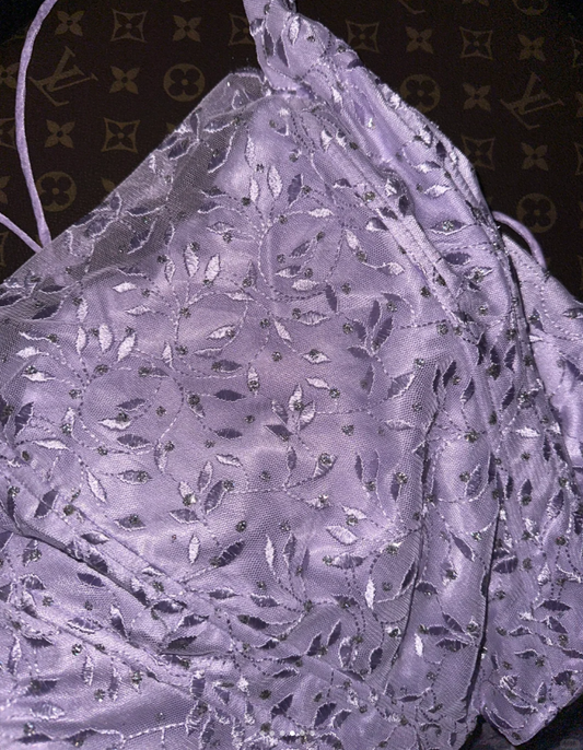 Pretty Spaghetti Straps Lavender Tulle Beaded Embroidery Mermaid Evening Dress Long Birthday Prom Gown