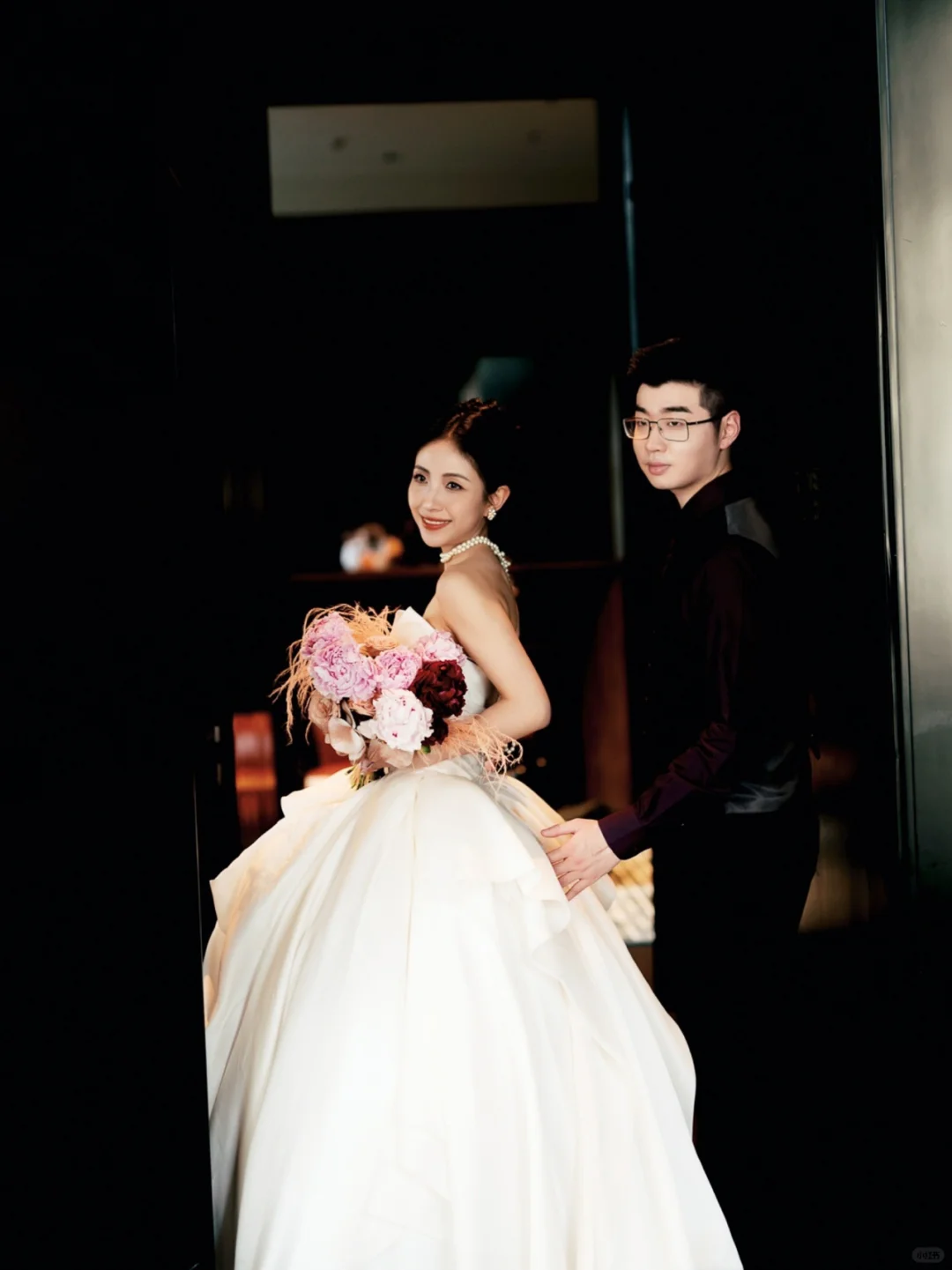 Elegant Ball Gown Strapless Satin Pleated Long Wedding Dresses C4164