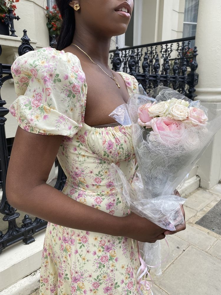 Women's Elegant Long Prom Dress Puff Sleeve Floral Dress Summer Beach Party Dresses Y2702