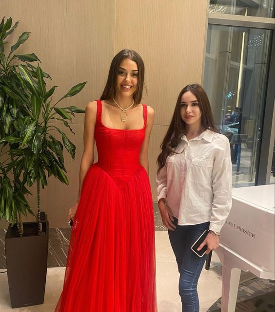 Elegant Red Straps A-line Prom Dress,A-line Prom Gown cc1018