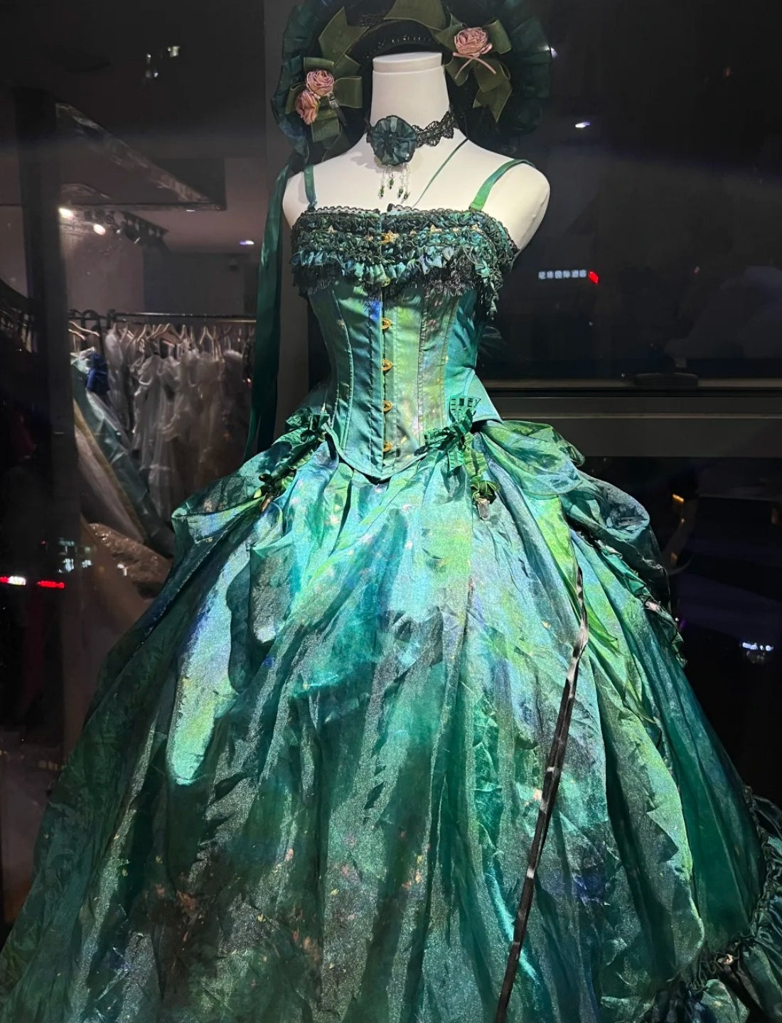 Cute Straps Ball Gown Tulle Long Prom Dresses Green Quinceanera Dresses Sleeveless Sweet 16 Dresses DP04294