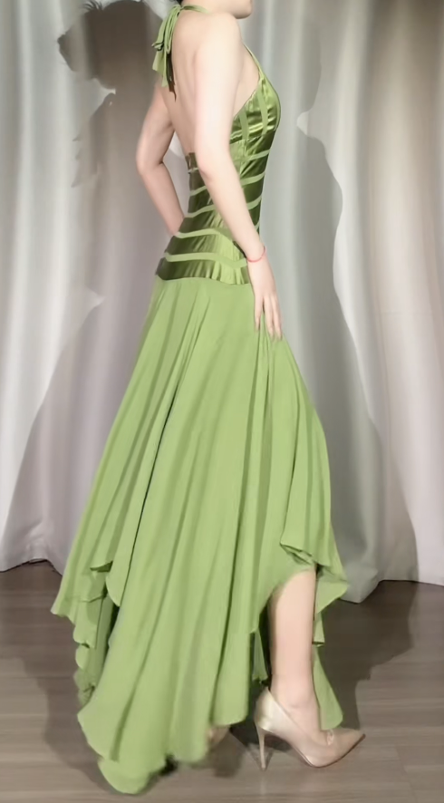 Fashion Sheath Green Long Prom Dresses Satin Sleeveless Bridsmaid Dresses DP04453
