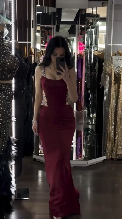 Elegant Sheath Evening Dresses Satin Straps Long Prom Dresses Satin Sleeveless Brithday Dresses DP04582