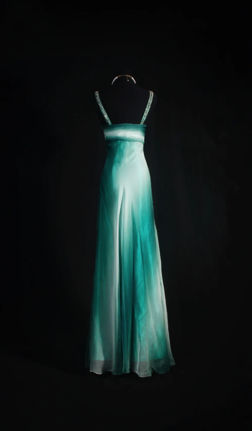 Chic Sheath Evening Dresses Chiffon Green Long Prom Dresses V-neck Brithday Dresses DP04590