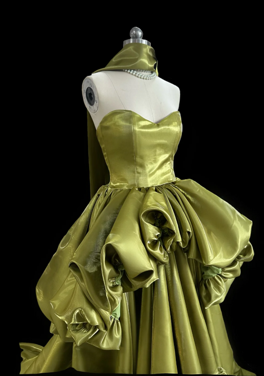 Gorgeous Green Prom Dress Satin A-Line Sleeveless Evening Dress DP05142
