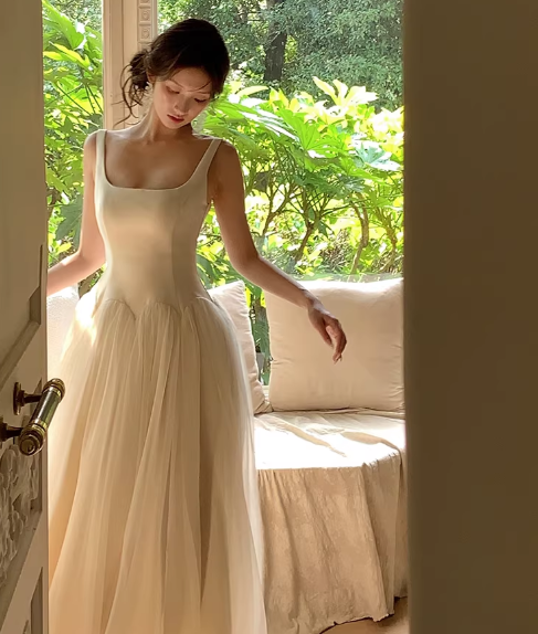 Fairy Apricot Prom Dress Chiffon Spaghetti Straps A-Line Birthday Dress DP05262