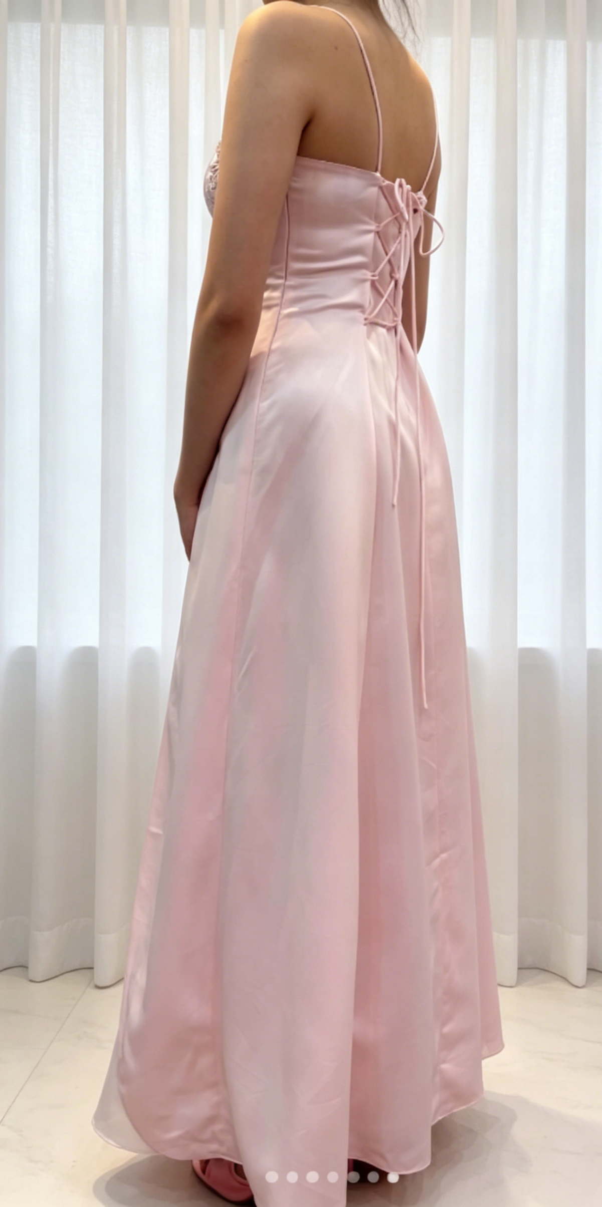 Chic Pink Prom Dress Spaghetti Straps Formal Dress A-Line Satin Long Evening Dress DP05416