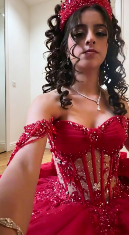 Chic Off-shoulder Ball Gown Birthday Dress Tulle Appliques Quinceanera Dress Burgundy Sweet 16 Dress DP05559