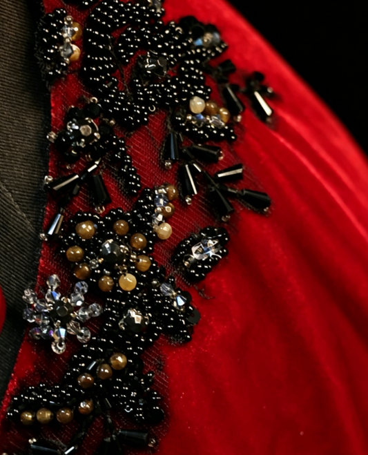 Chic Halter Sheath Velvet Long Evening Dress Red Prom Dress DP05583
