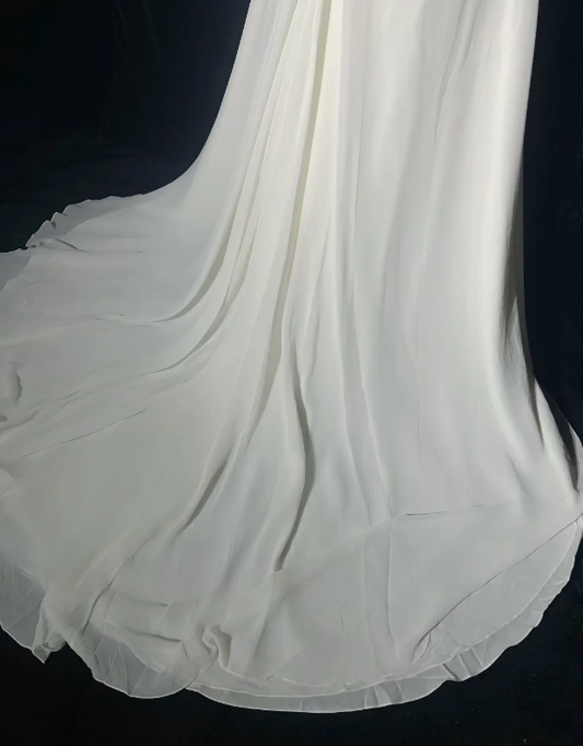 Elegant Strapless Sheath Chiffon Long Evening Dress White Prom Dress DP05920