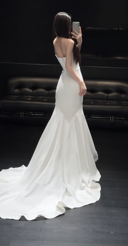 Elegant White Wedding Dress Sweetheart Mermaid Bridal Dress Chiffon Bridal Gown DP06014