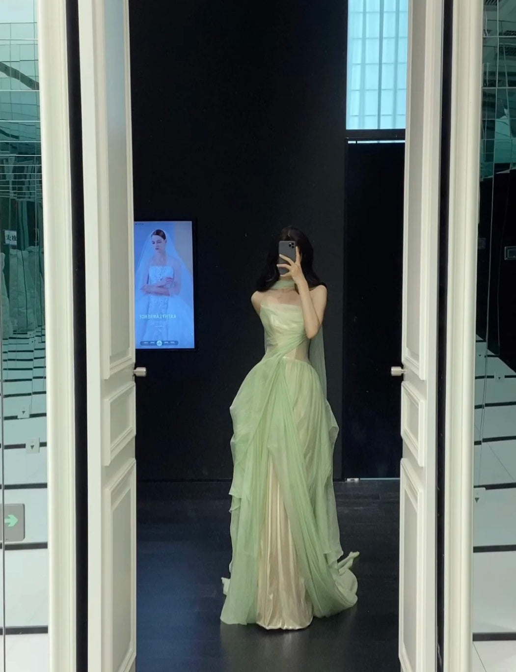 Fairy Strapless A-Line Tulle Green Formal Evening Dress Long Prom Dress DP2938