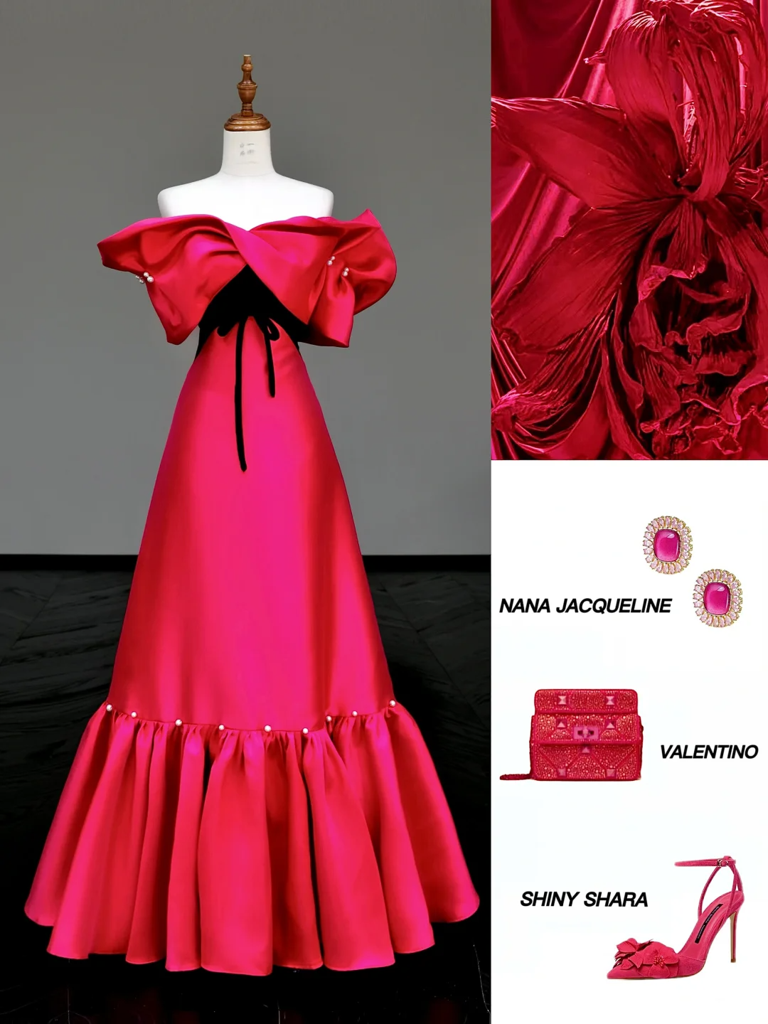 Gorgeous Ball Gown Off The Shoulder Hot Pink Satin Long Prom Dress Party Dress Graduation Dresses DP801