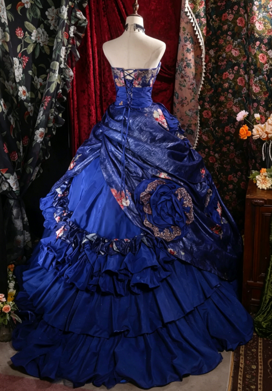 Fairy Sweetheart Ball Gown Long Quinceanera Dress Tulle Appliques Birthday Dress Purple Sweet 16 Dress DQ005