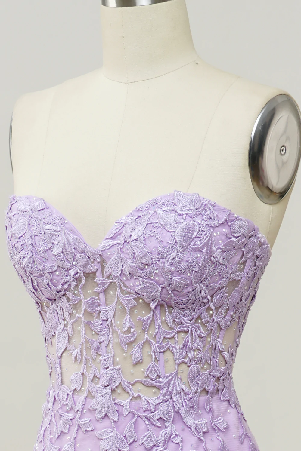 Purple Sweetheart Neck Mermaid Prom Dress With Appliques Y860