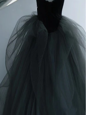 New A Line Sweetheart Neck Gray Tulle Long Prom Dresses Gray Tulle Long Formal Graduation Dresses GG048