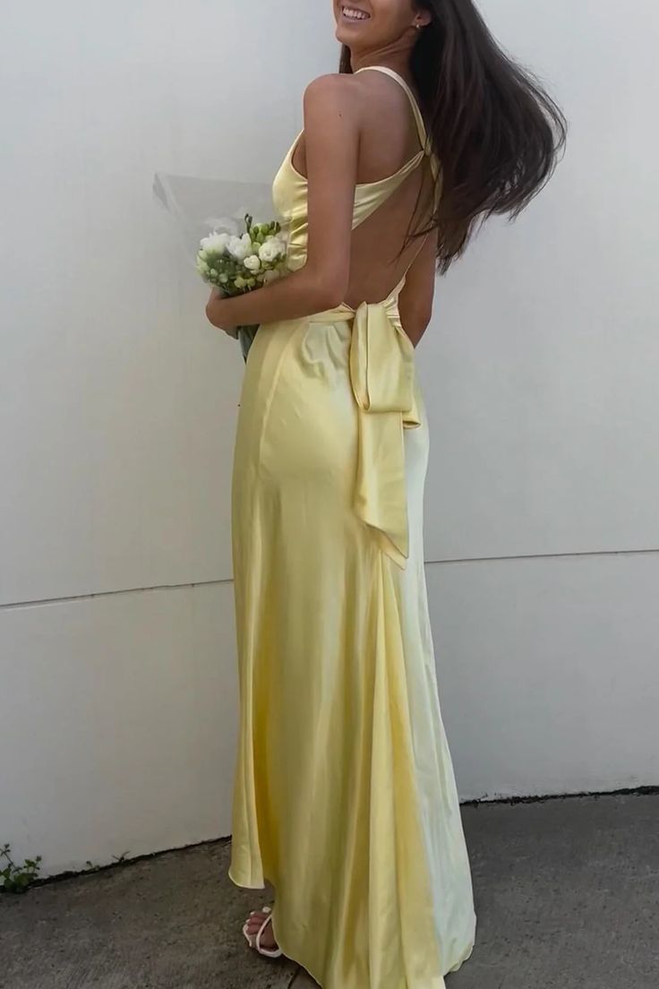 Elegant Mermaid V Neck Satin Pleated Backless Long Prom Dress,Evening Dress GG1478