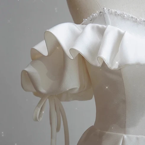 Elegant A Line White Satin Off The Shoulder Beaded Sweetheart Long Prom Dresses,Evening Dress GG232