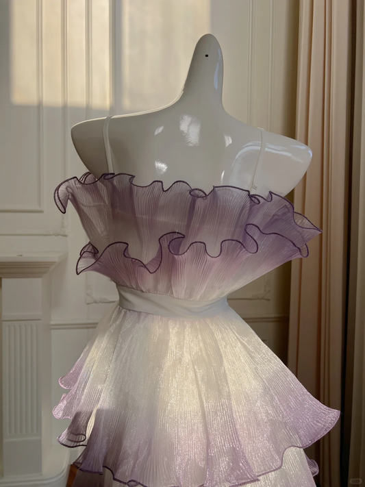 Stunning A Line Spaghetti Straps Gradient Chiffon Short Prom Dress,Homecoming Dress,Birthday Dress GG2627