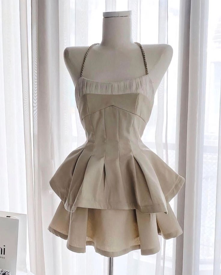 Cute A Line Halter Satin Tiered Short Prom Dress,Homecoming Dress,Birthday Dress GG3375