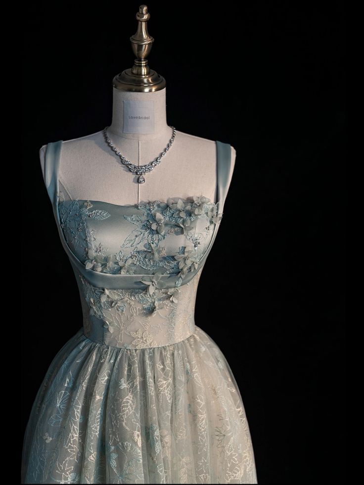 Elegant A Line Square Satin Applique Tulle Long Prom Dress, Evening Dress GG441