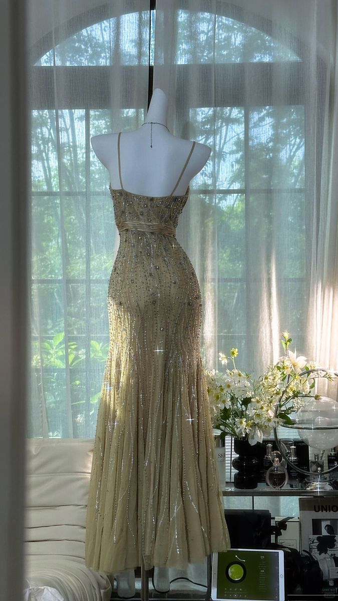 Chic Mermaid Spaghetti Straps Tulle Beads Long Prom Dress,Party Dress,Formal Evening Dress GG4859