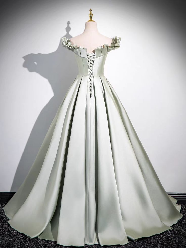 Princessful A Line Off The Shoulder Satin Long Prom Dress,Evening Dress GG547