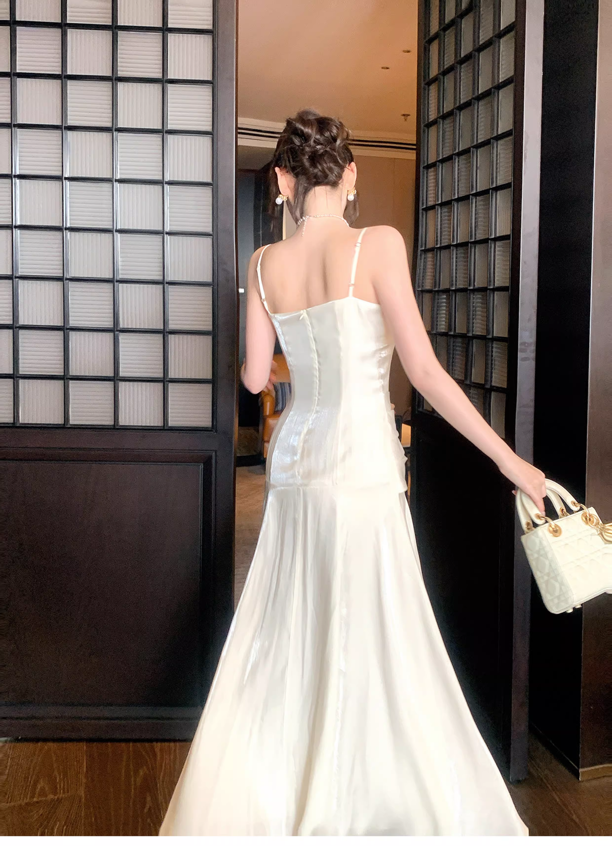 Pretty Spaghetti Straps Light Apricot Satin A Line Long Wedding Guest Dress Formal Birthday Party Dress Prom Gown SP1501