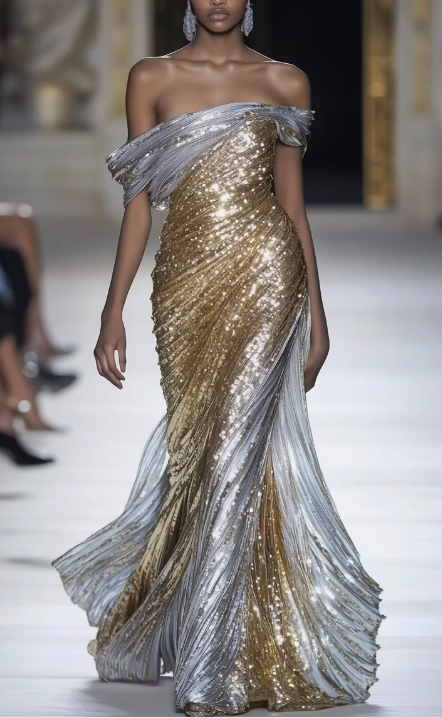 Sparkly Sequins Off The Shoulder Mermaid Evening Dress Long Prom Dress Y8393