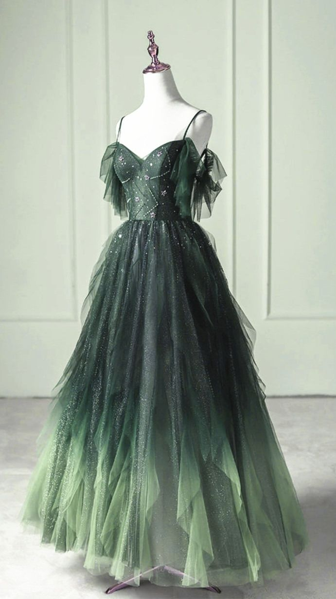 Dark starry sky ombre purple tulle long prom dress purple evening dress Y5847