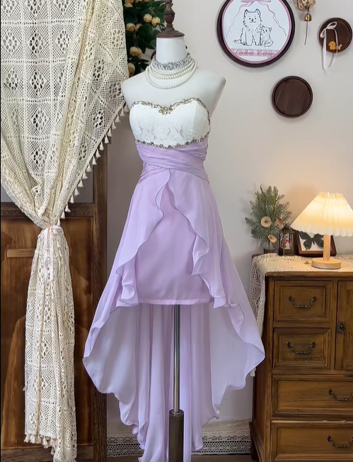 Elegant Sweetheart Sleeveless Swarovski Crystal Empire High-Slit Party Dress Homecoming Dress D1746