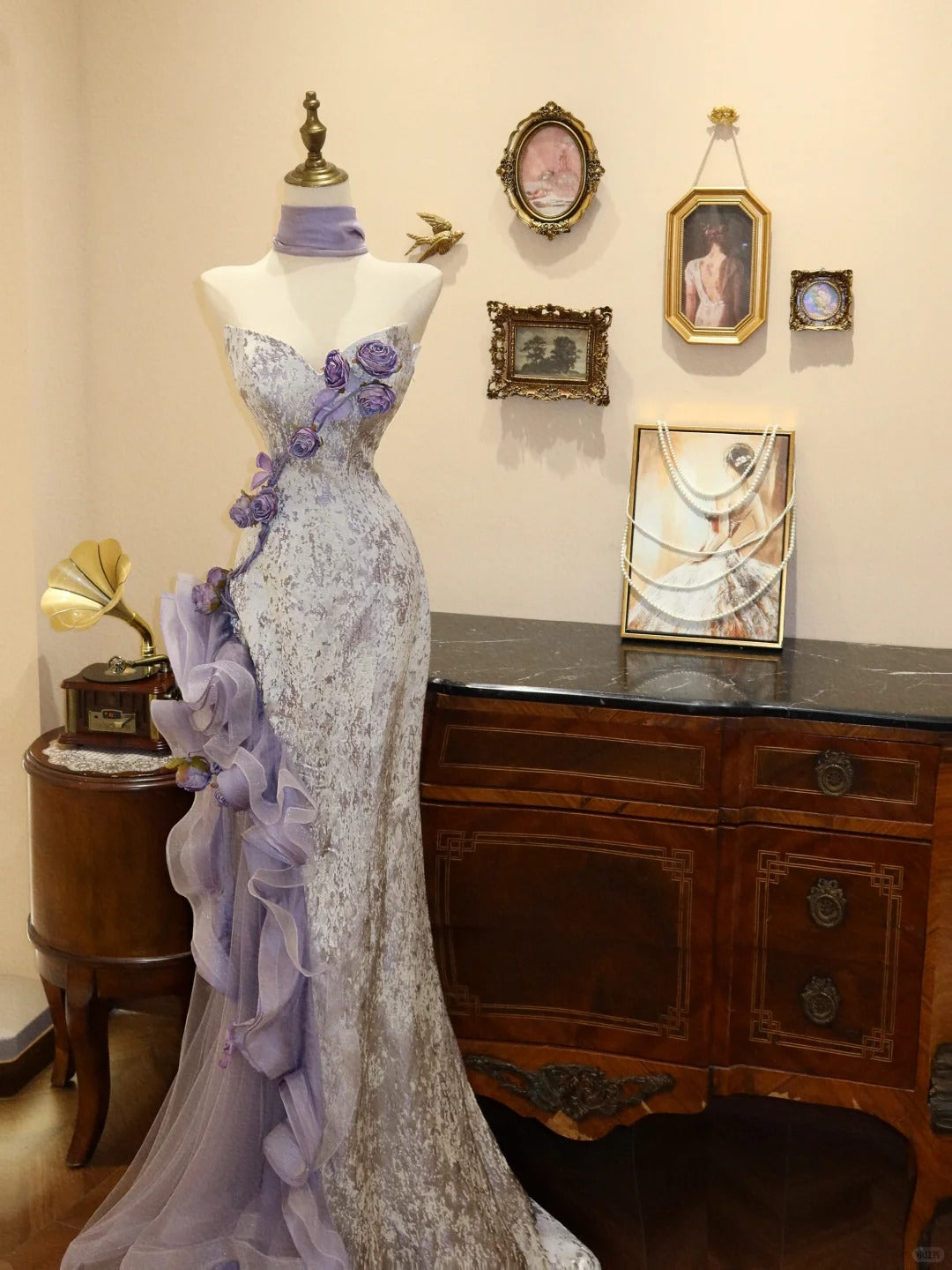 Pretty Sweetheart Neckline Sheath Mermaid Handmade Rose Ruffle Prom Dress Wedding Dress Celebrity Dress D1772