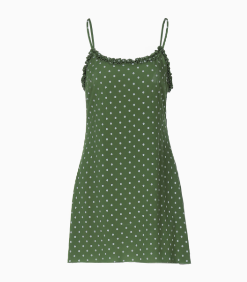 Fashion A Line Spaghetti Straps Ruffled Polka Dot Print Zipper Short Skirt Summer Dress Women Dress D1814