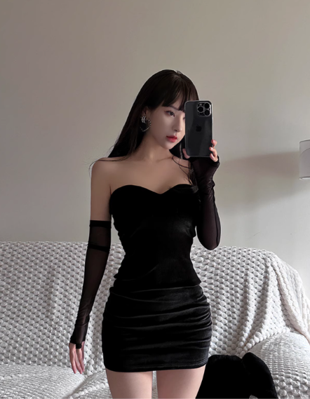 Sexy Black Sweetheart Neckline Short Sheath Skirt Summer Dress Party Dress Women Dress D1820
