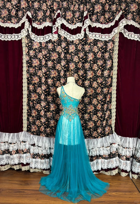 Gorgeous One Shoulder Swarovski Crystal Tulle Pleated Floor Length Prom Dress Dancing Dress Birthday Party Dress Cocktail Dress Evening Dress D2006