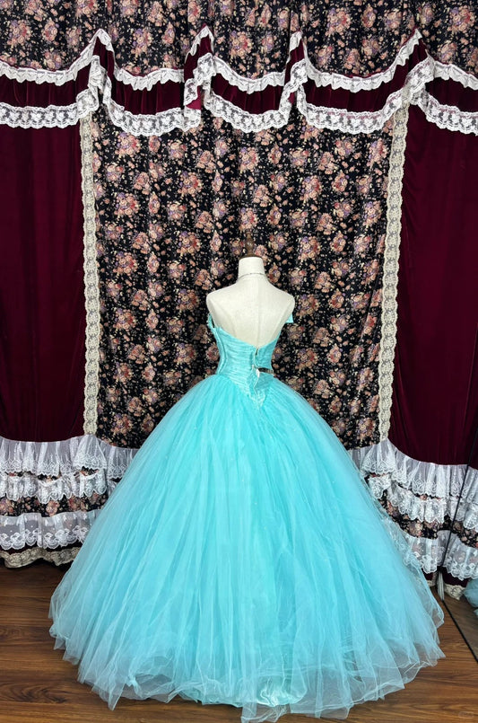 Gorgeous Asymmetrical Neck Crystal Beaded Pleated Rhinestone Tulle Ball Gown Prom Dress Birthday Quinceanera Dress Evening Dress D2008
