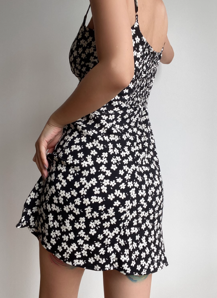 Versatile Spaghetti Straps Printing Floral Retro Short Skirt Summer Women Party Dress Date Dress D2025