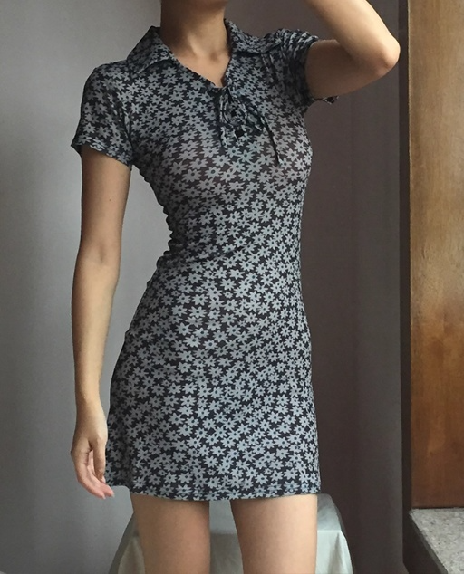 Vintage Lapel Tie Print Floral Short Skirt Summer Date Dress Vacation Women Party Dress D2034