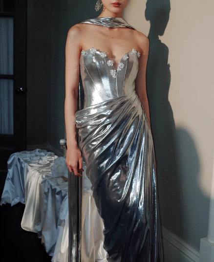 Charming Sweeheart Neckline Pleated Floor Length Promm Dress Evening Dress Wedding Dress D2202
