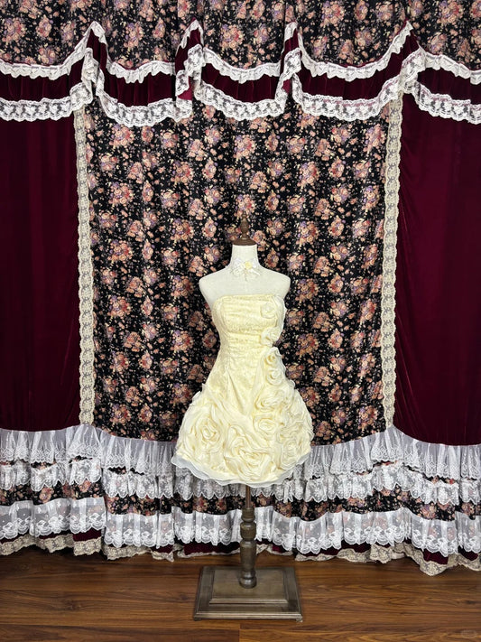 Cute A Line Strapless Flower Short Prom Dress Homecoming Dress Back to School Outfits Party Dress Cocktail Dress D2223