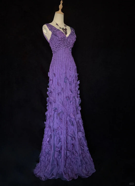 Charming Prom Dress V-neck Pleated Long Prom Gown Business Dinner Dress Gala Dress Evening Dress D2353