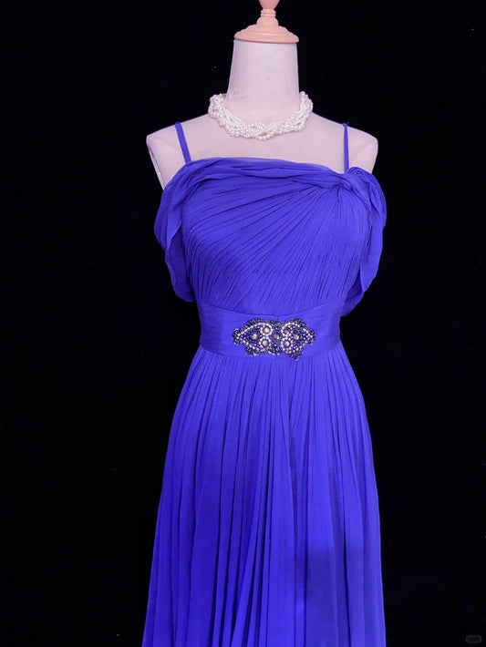 Beauty Prom Dress A Line Spaghetti Straps Pleated Prom Gown Business Dinner Dress Evening Dress Gala Dress D2360