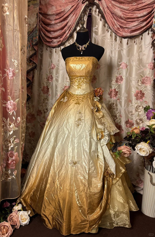 Stunning Prom Dress Strapless Beading Ball Gown Evening Dress Quinceanera Dress D2372
