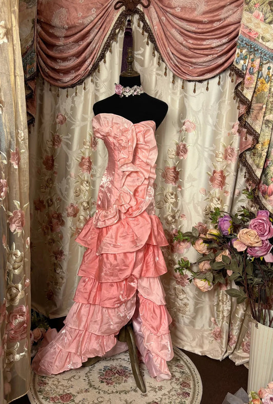 Sweet Prom Dress Strapless Ruffle Tiered Evening Dress Gala Dress Business Dinner Dress D2413
