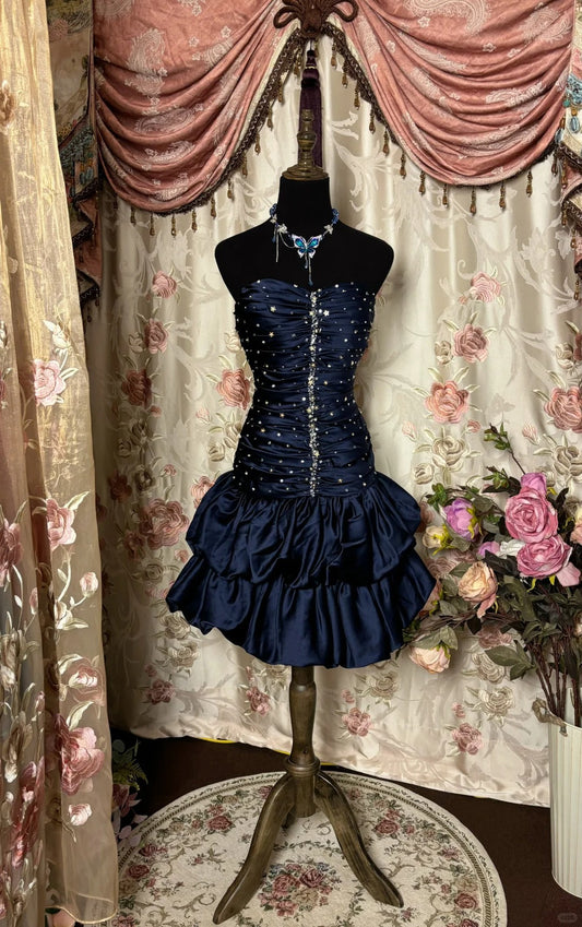 Stunning Prom Dress Strapless Pleated Short Prom Dress Homecoming Dress Birthday Party Dress D2417