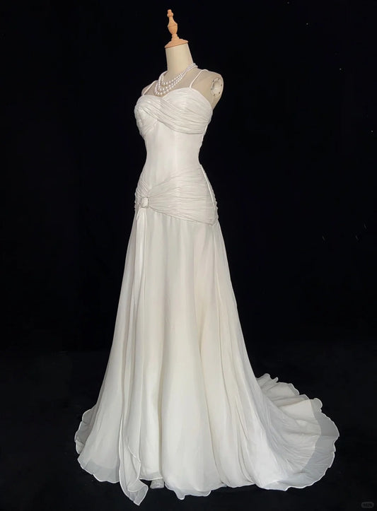 Elegant Prom Dress Spaghetti Straps Pleated Prom Gown Evening Dress Gala Dress Business Dinner Dress Wedding Dress D2427