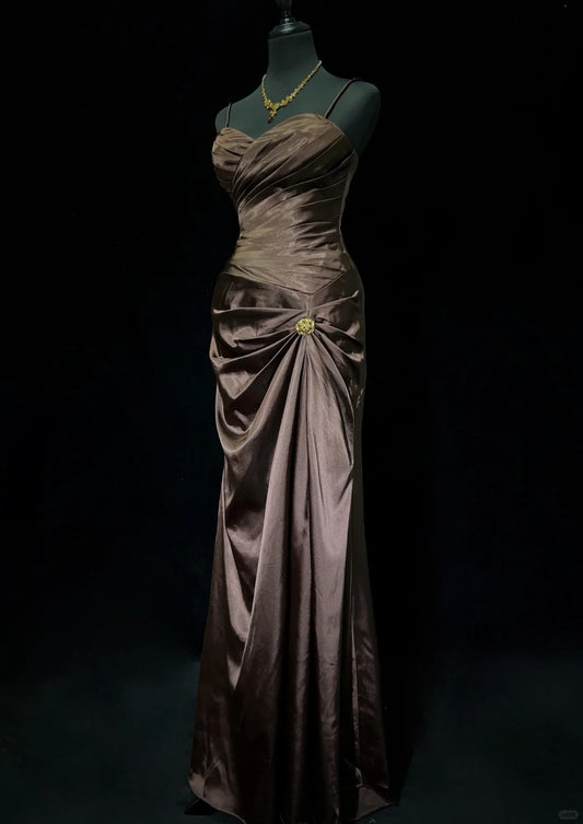 Gorgeous Prom Dress Spaghetti Straps Pleated Evening Dress Prom Gown Gala Dress Business Dinner Dress D2436