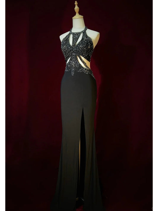 Stunning Prom Dress Halter Backless Evening Dress Prom Gown Gala Dress Business Dinner Dress D2439